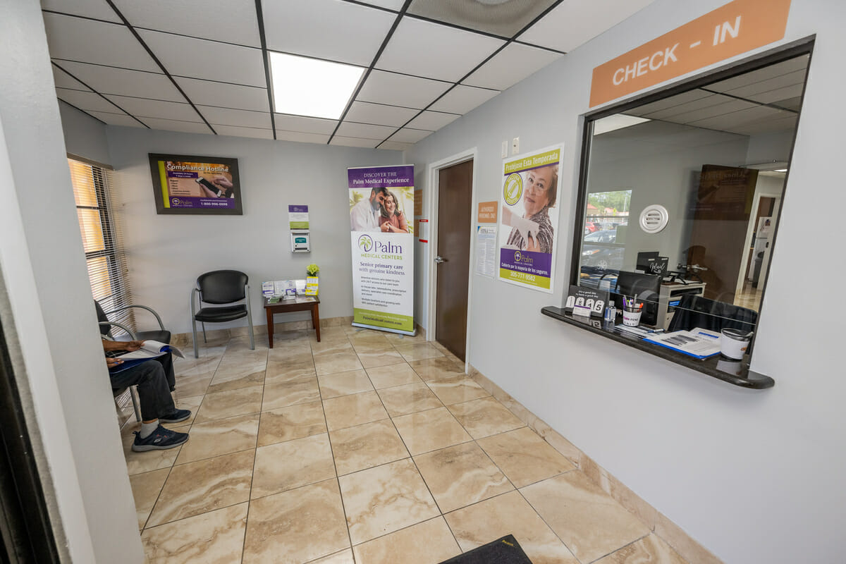 Waiting room inside the Palm Medical Centers office in Tampa, FL.