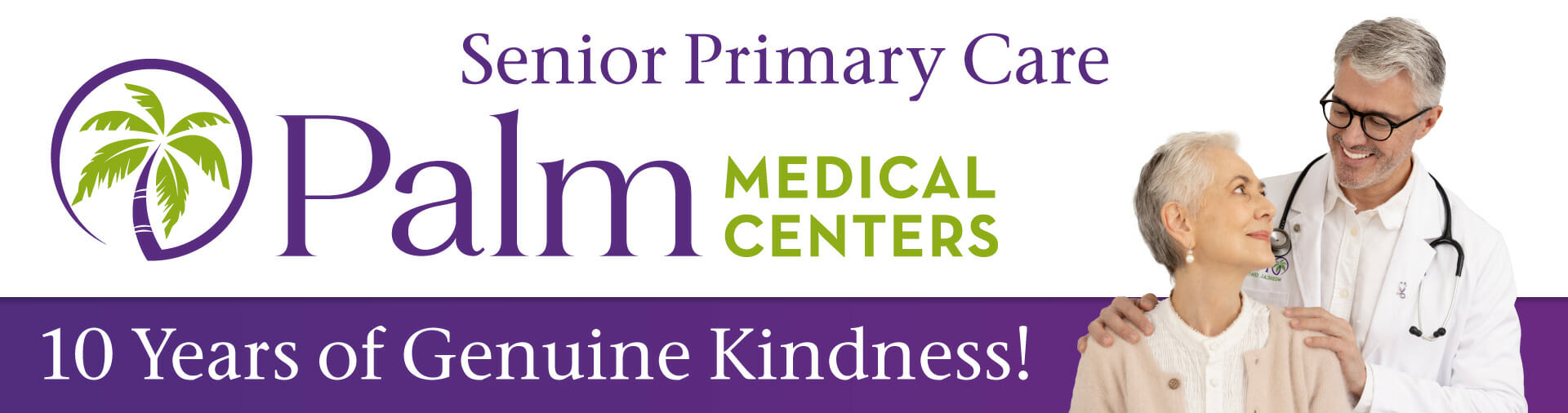 Palm Medical Centers logo with a picture of a doctor and a patient next to it.