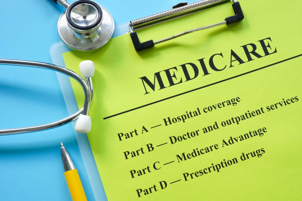 Papers about types of medicare insurance and stethoscope