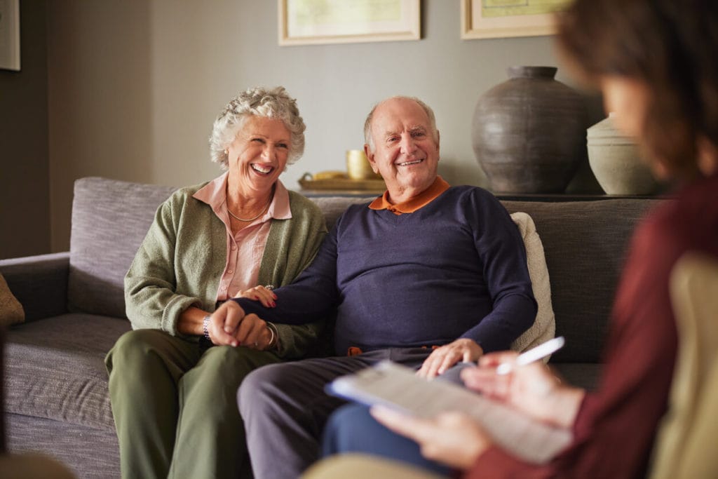 A psychiatrist's home visit to a senior couple to enhance their mental health.