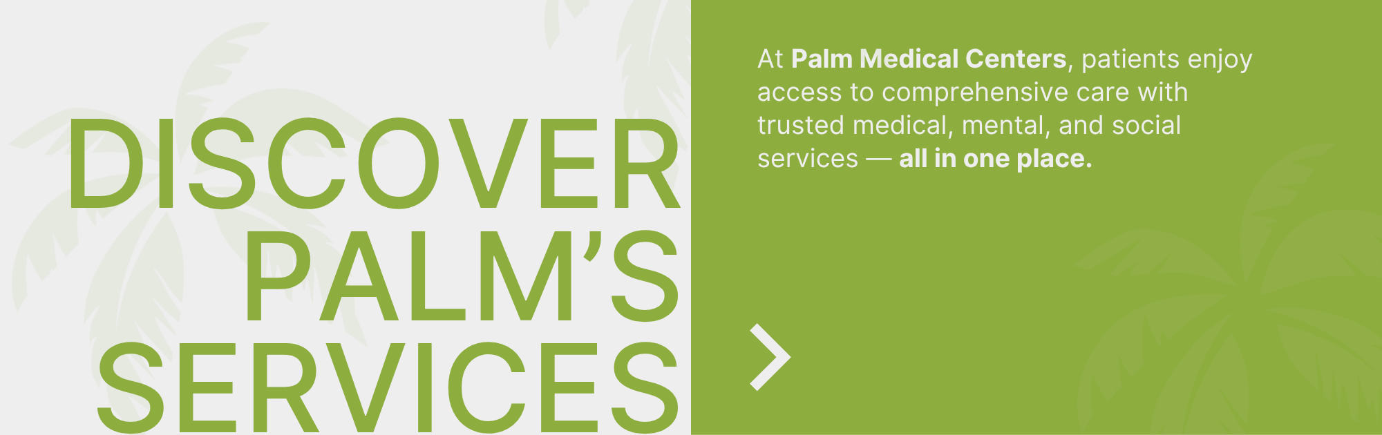 Text Banner detailing Palm's Services